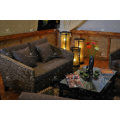 Trendy Design Indoor Water Hyacinth Sofa Set with Acacia Wooden Frame and Natural Wicker